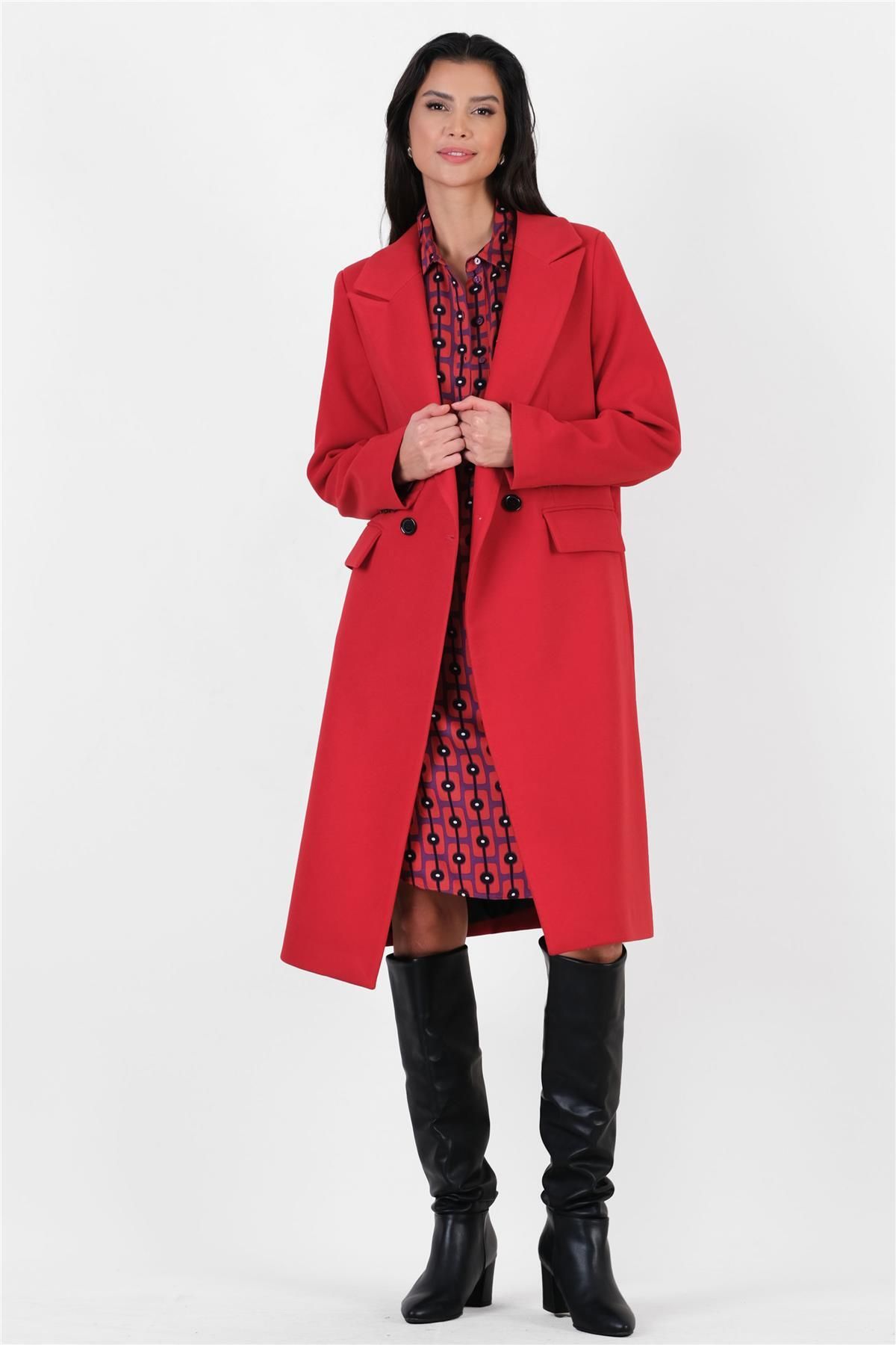 Spazio-Red Duong Mono Collar Double Breasted Coat 3