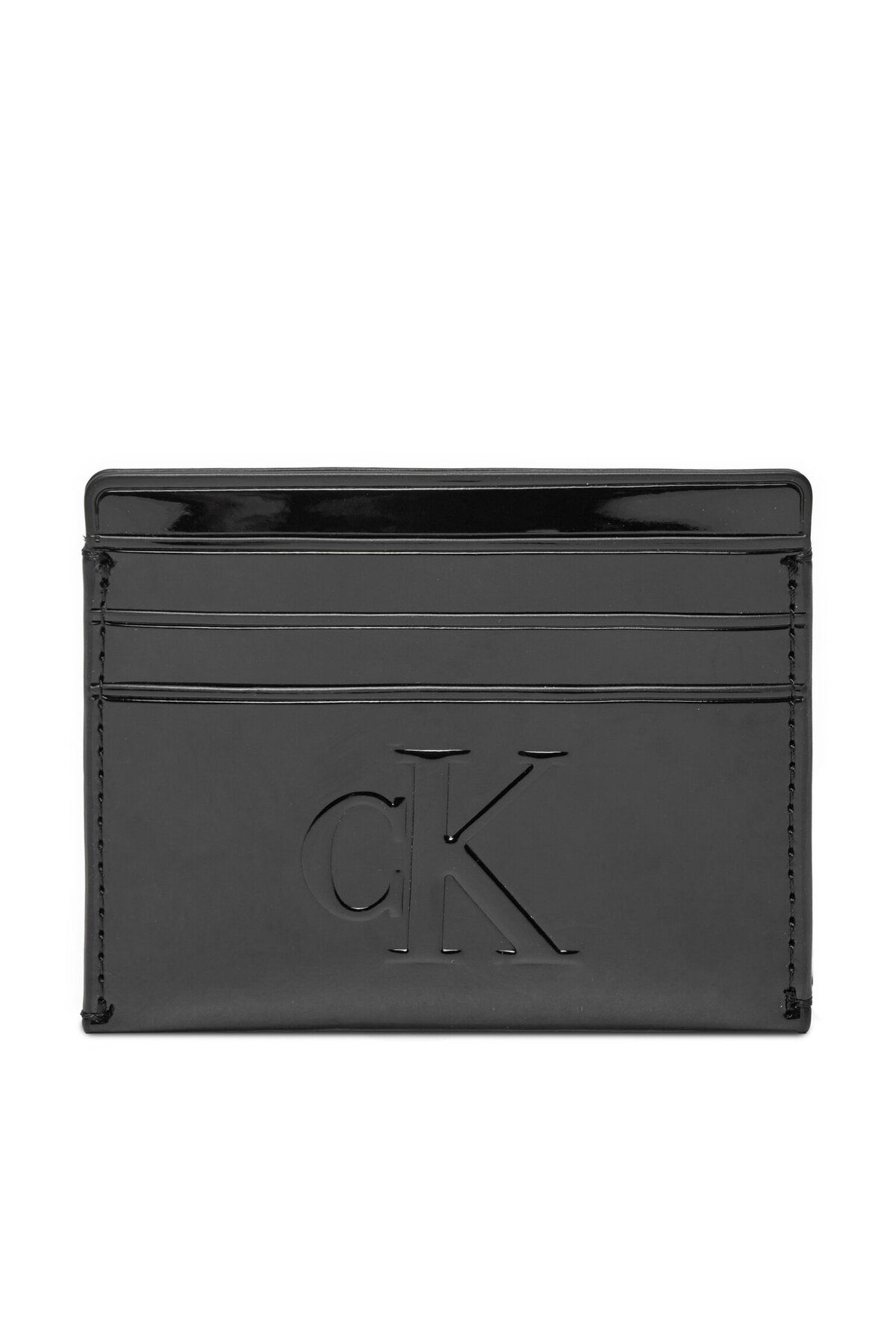Calvin Klein Tłoczony Damski Wizytownik Z Czarnym Logo Wewnątrz Przegródki - K60k 613126 -beh Kobieta - One Size