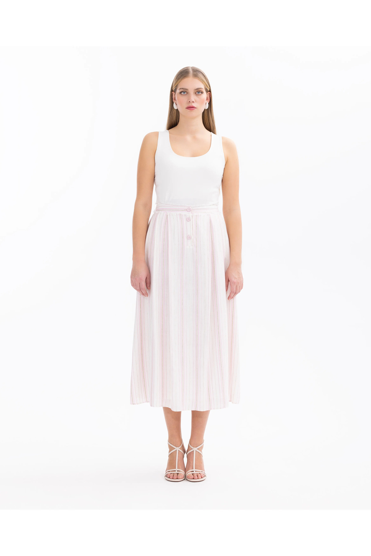 SEÇİL-Striped Button Detailed Skirt 3