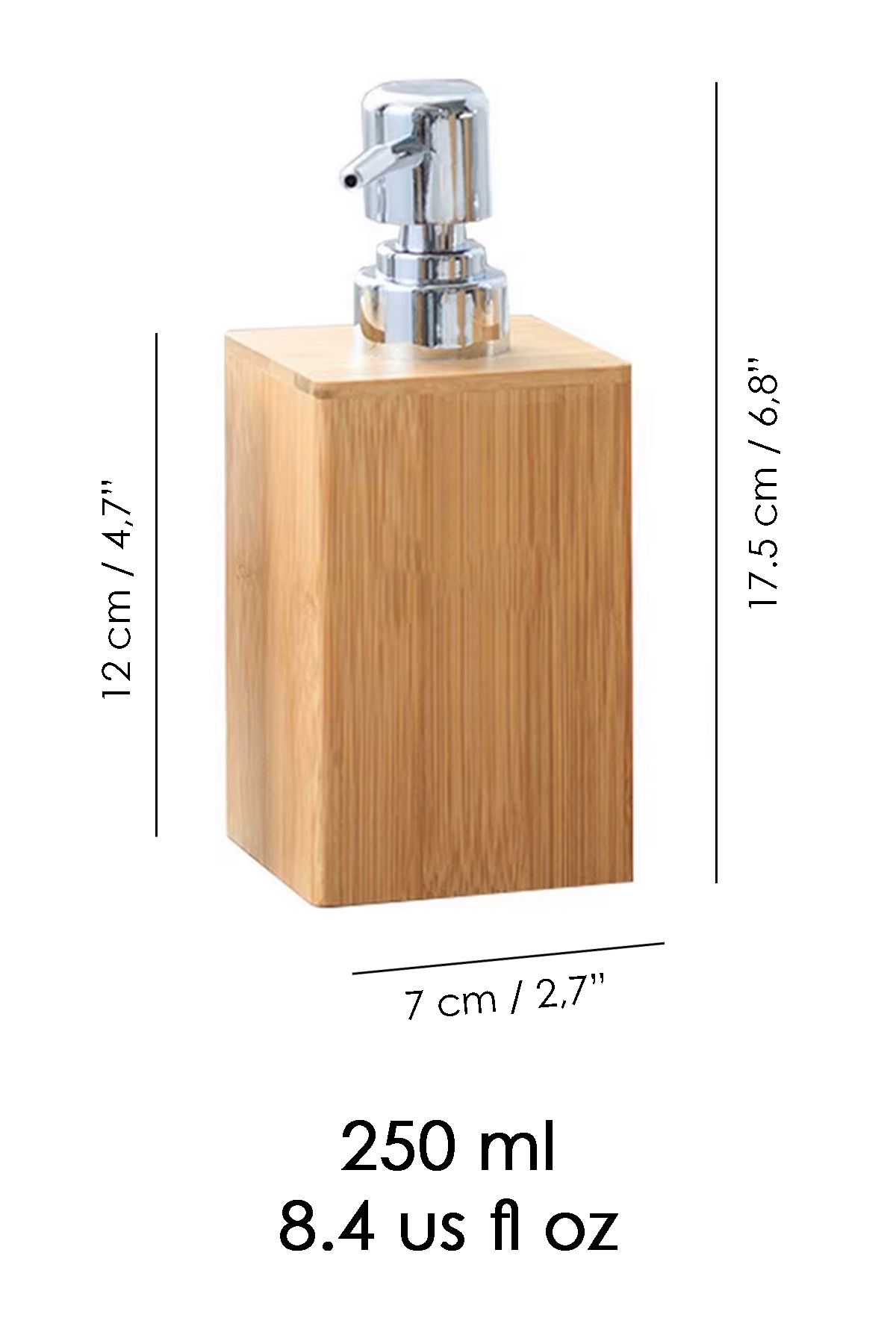 Meleni Home-Set de 2 dozatoare de sapun lichid din bambus - Bucatarie Baie Sapun lichid Sticla de detergent pentru vase 250 ml 4
