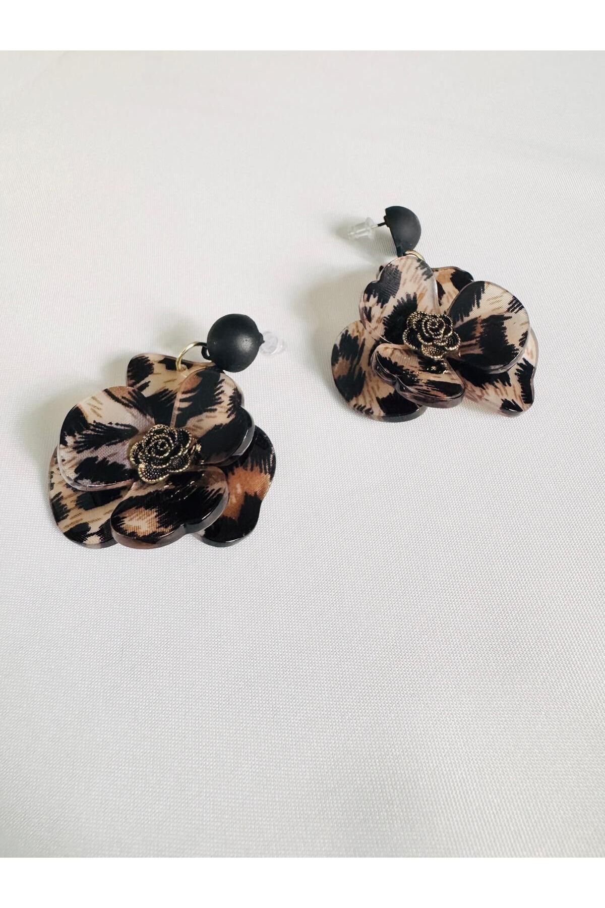 DEVİ fashion-Flower Leopard Bone Acrylic Earrings 2