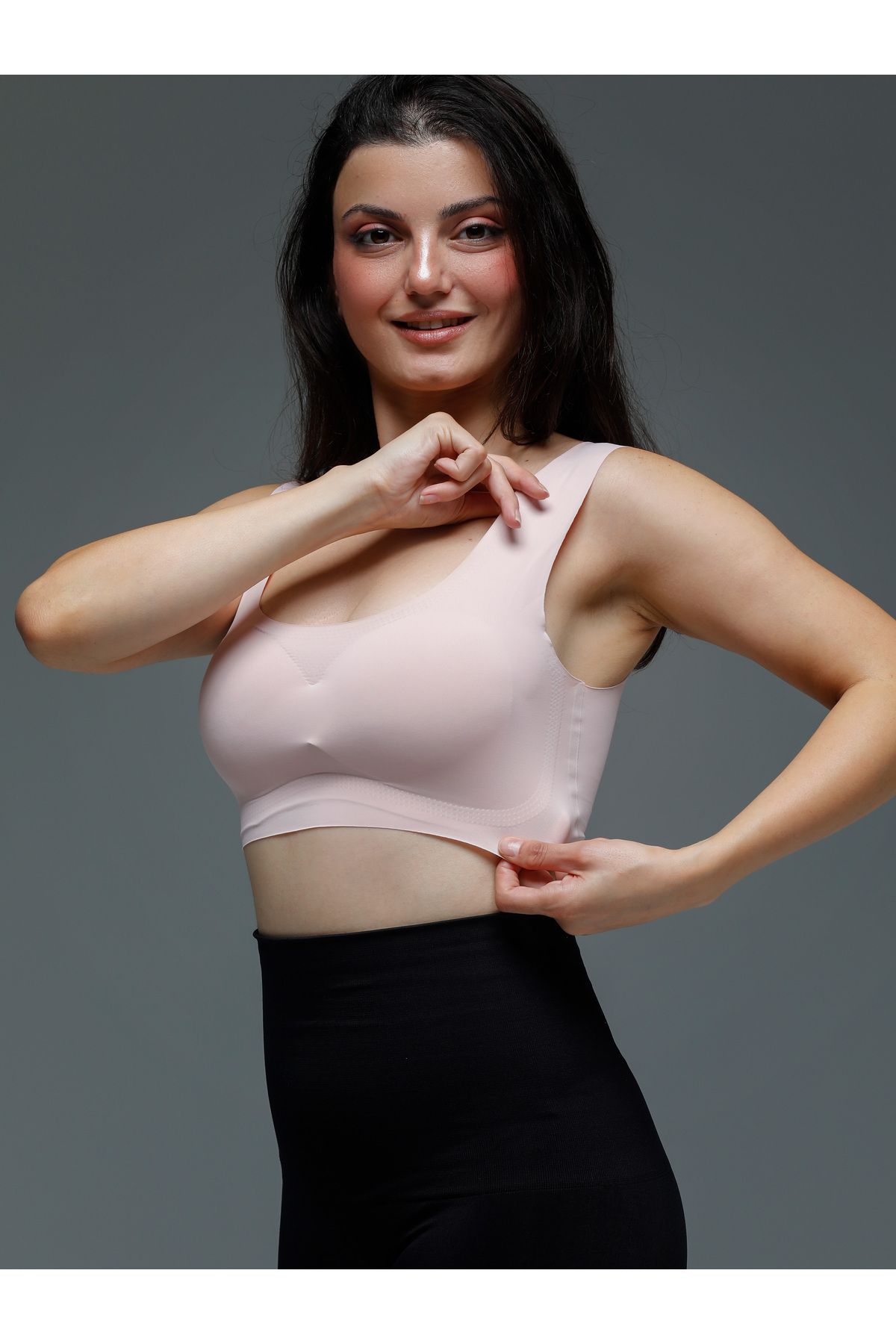 MİSTİRİK-Parabita Model Laser Cut Recovery No Trace Bra Pink Color 1