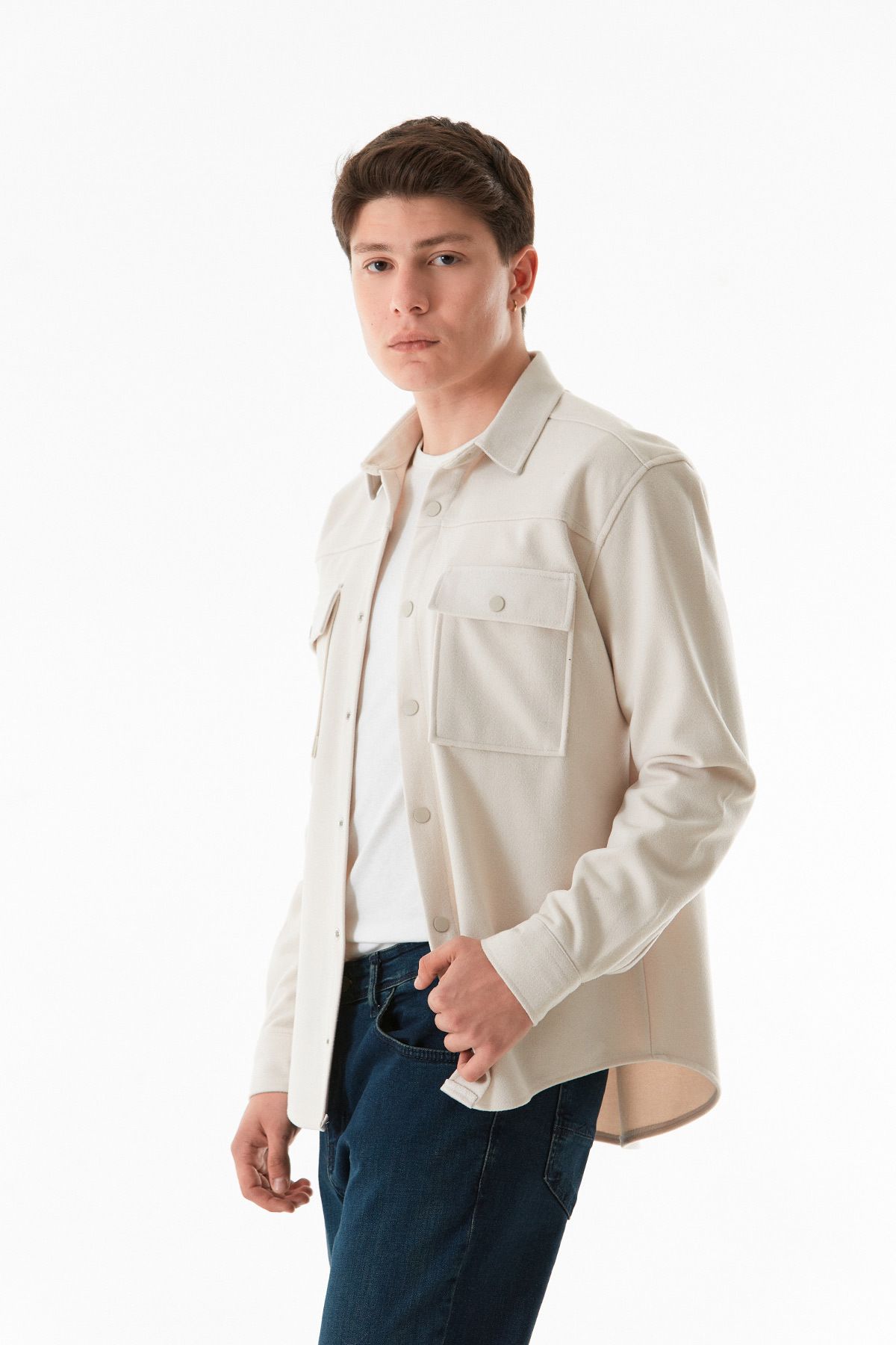 Fulla Moda-Double Pocket Snap Fastener Shirt 3