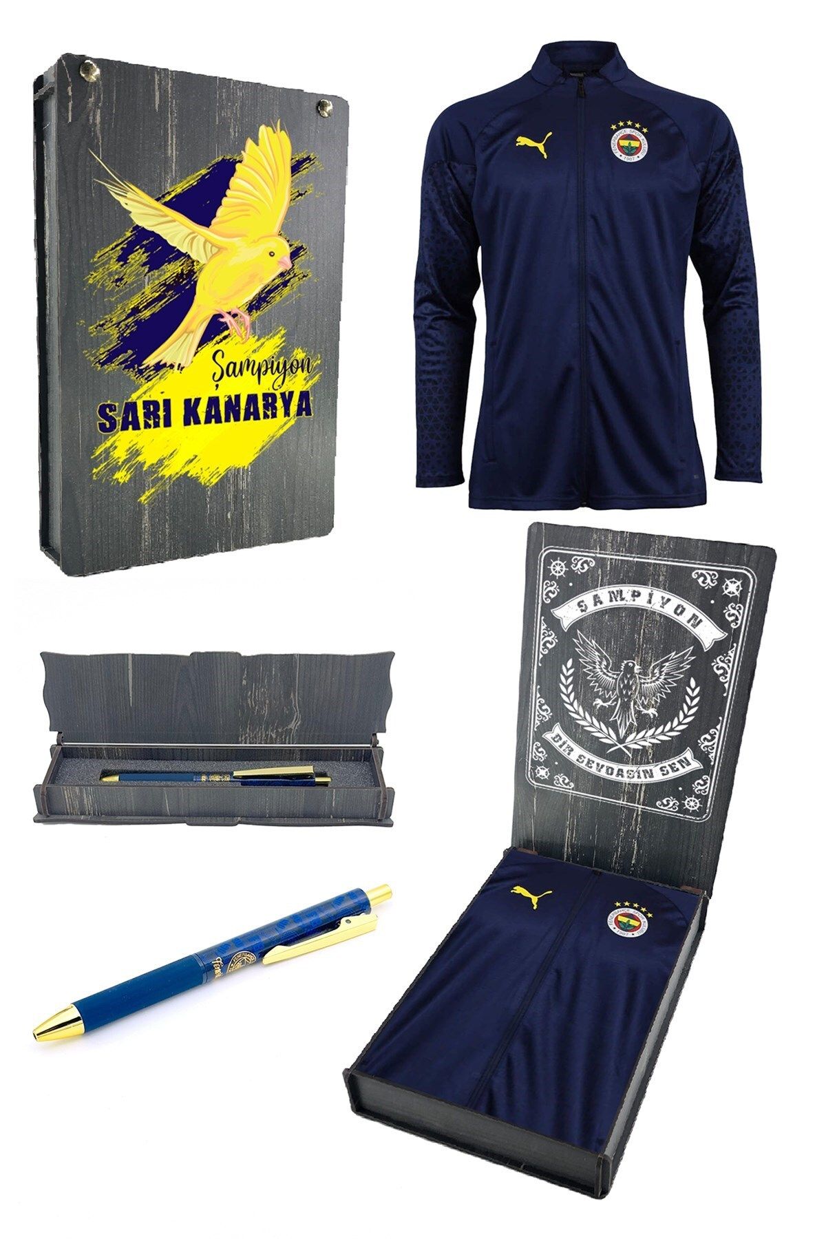 Fenerbahçe-23-24 Full Zipper Licensed Training Sweat + Pencil Set - Special Wooden Box 1