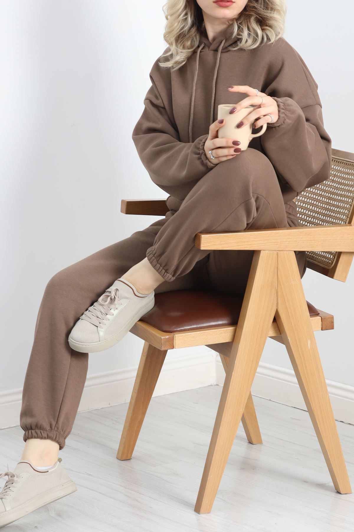 RKFashion-Light Brown Hooded Crop Tracksuit Set - 20965.1878 5