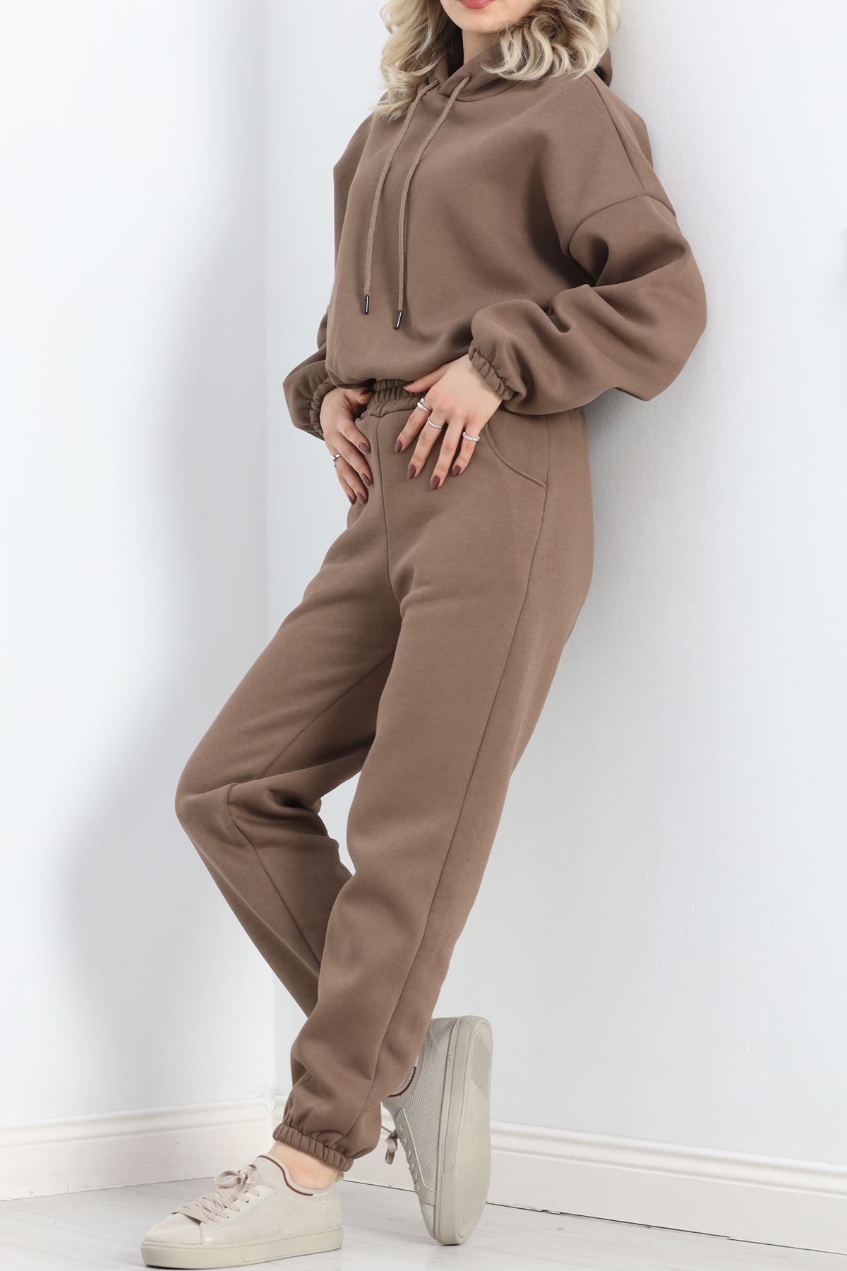 RKFashion-Light Brown Hooded Crop Tracksuit Set - 20965.1878 4