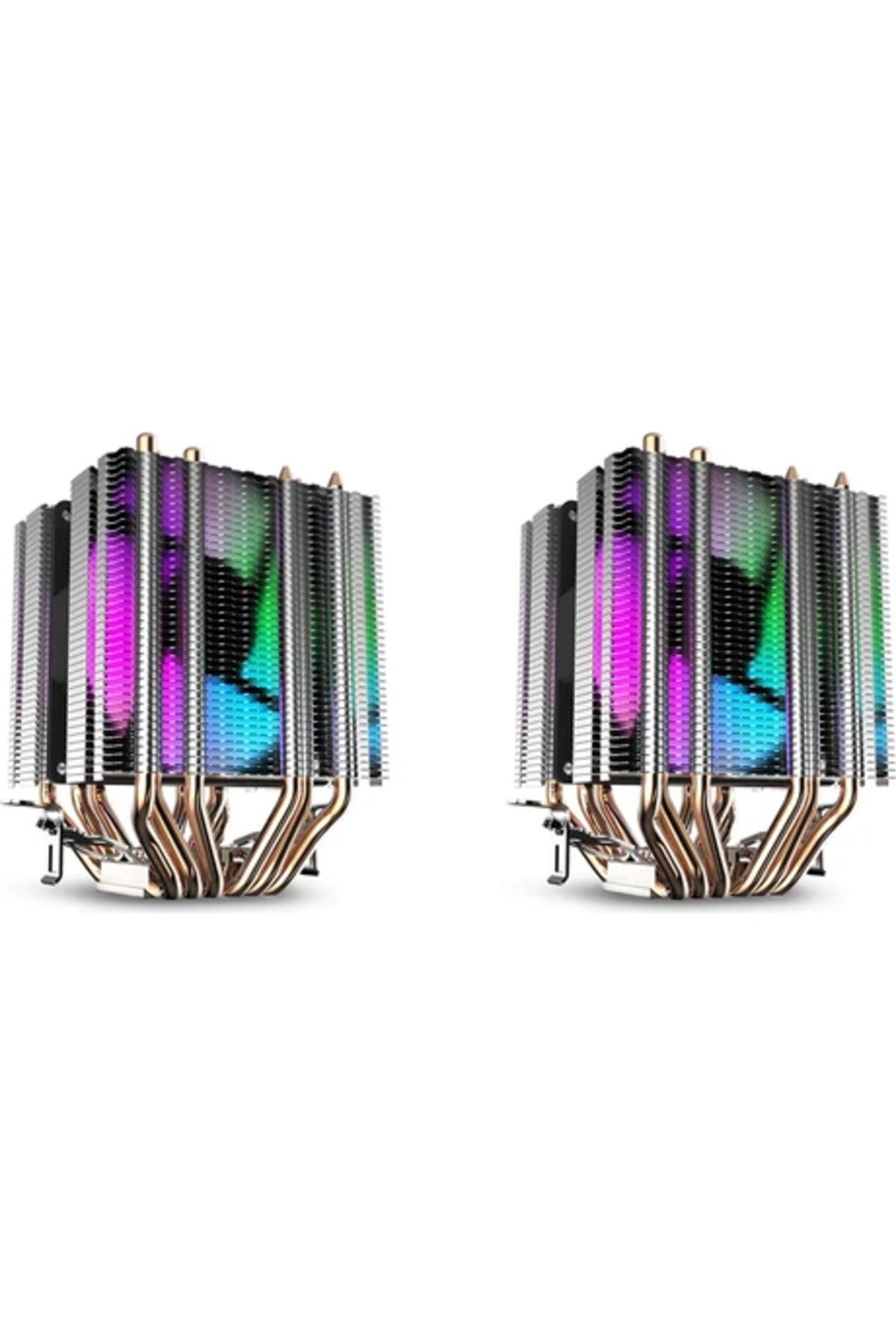 Obay 2x Cpu Hava Soğutucu 6 Isı Borusu Twin-Tower Soğutucu ile 90MM Gökkuşağı LED Fanlar Için