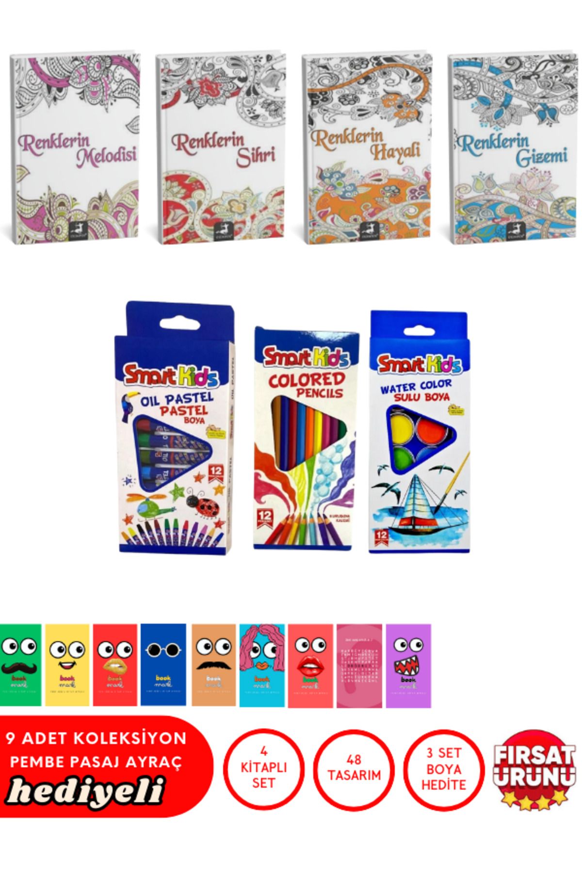 Pembe Pasaj Mandala Boyama Kitap Seti 4'lü