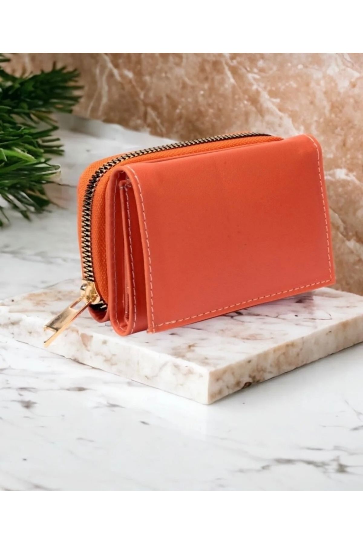 selma demir-Orange Women's Wallet with Coin Compartment 1