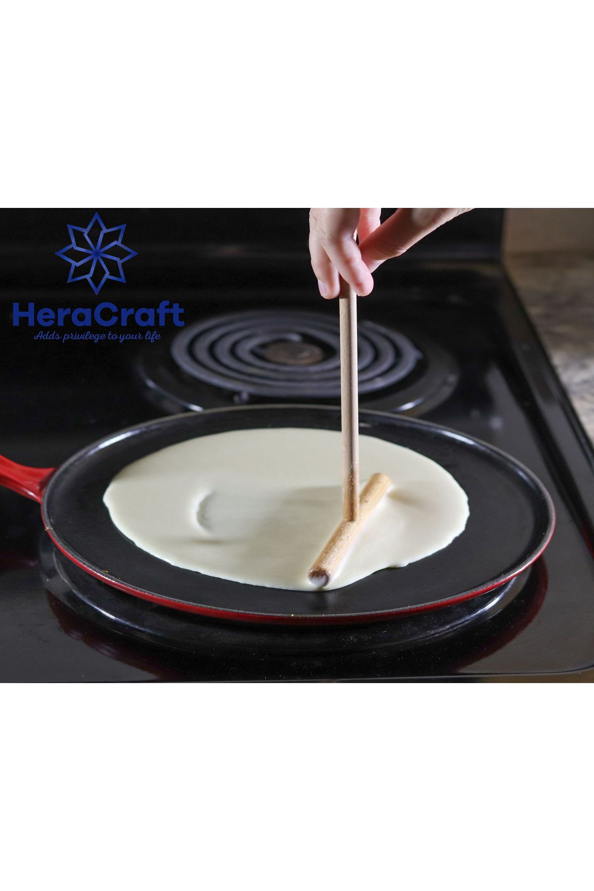 HeraCraft-Full Crepe Making Set with Wooden Vase Very Stylish Natural Kitchen Product 4