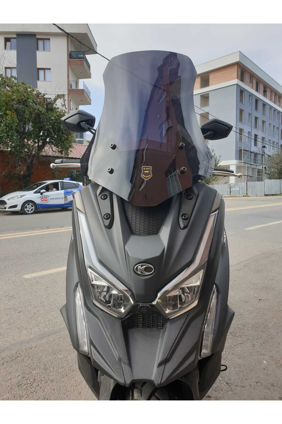 Kymco DTX 360 Siperlik Ön Cam 2021-2023 Model 55cm Siyah Renkli 4mm KISA SPOR CAM
