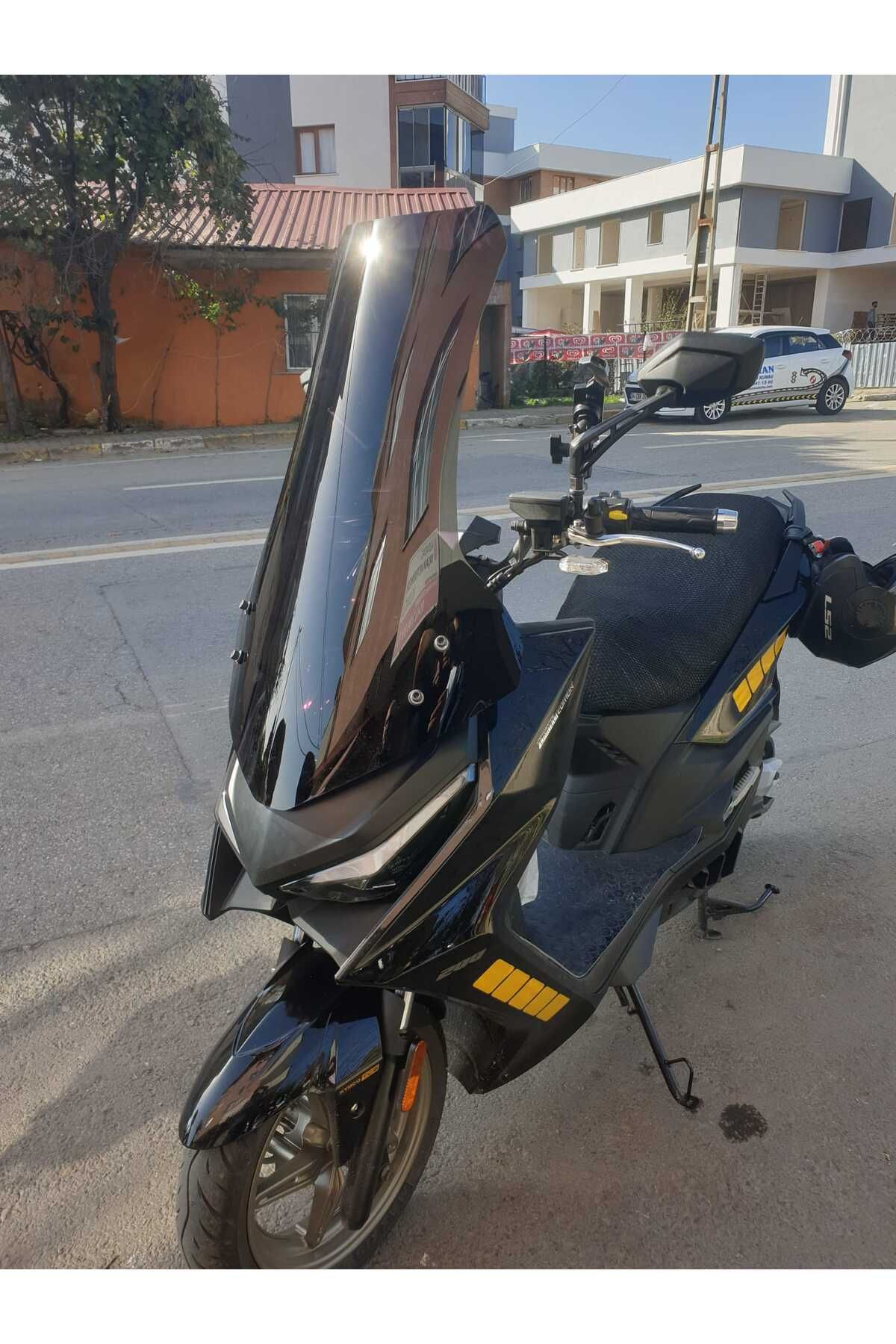 Kymco Krv 200 Siperlik Ön Cam 2022-2025 Model 75cm Siyah Renkli 4mm UZUN CAM