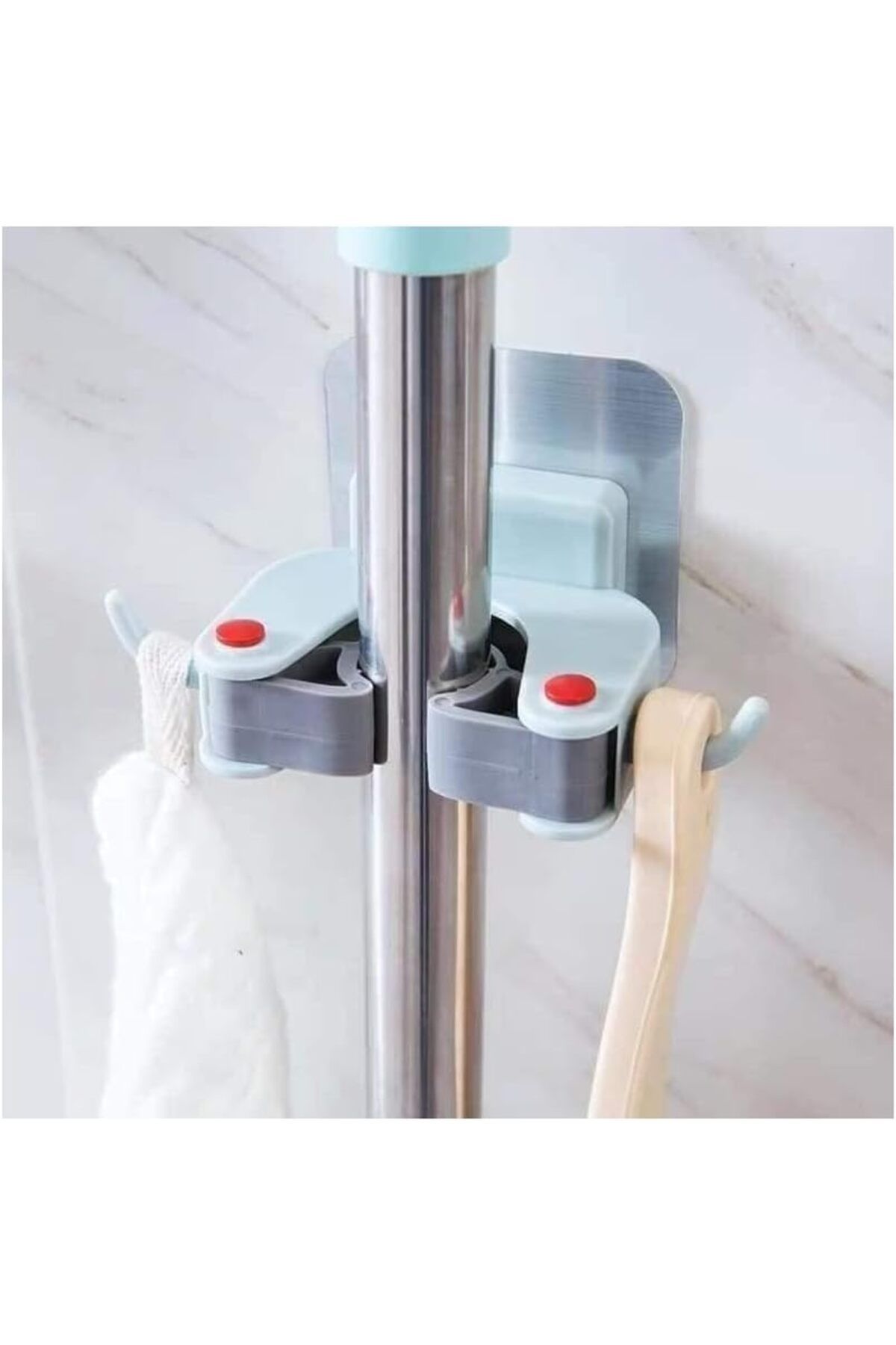 STOREMAX nffashopm Outlet 3 Adet Askılı Yapışkanlı Sap Tutucu Banyo Düzenleyici Askı Mop Paspas Fırç