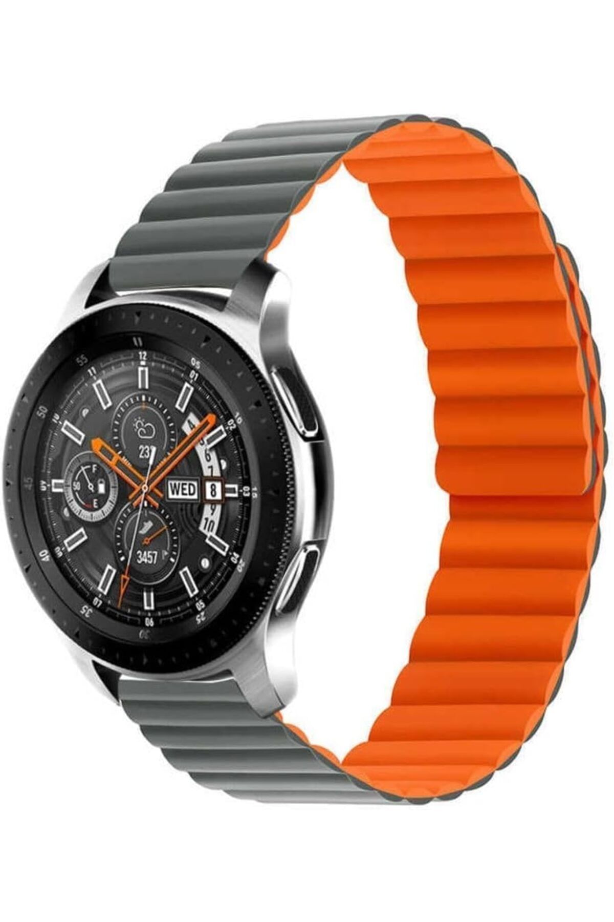 STOREMAX sivtcrt Galaxy İle Uyumlu Watch Active 2 40mm KRD-52 Kordon Gri-Turuncu Modern Desing 1053513