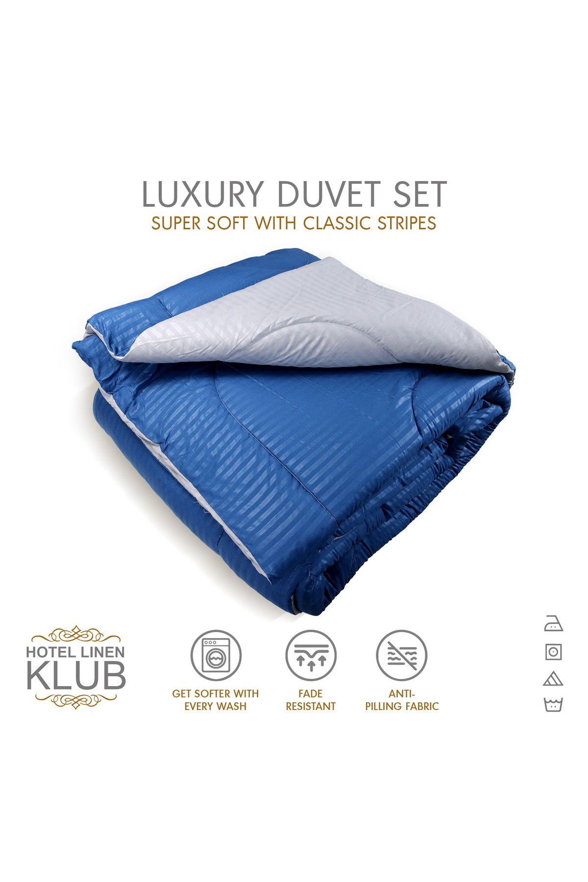 Hotel Linen Klub-Stripe Reversible  Comforter Set- Ultra Soft  Microfiber Fabric, Soft Siliconized Fiber Filling 7