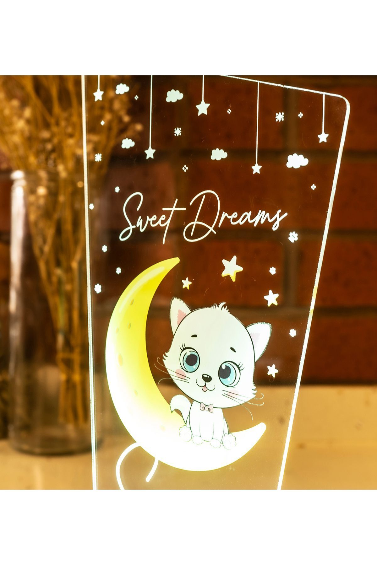 SEVGİLAMBASI Kedili Hediye Çocuk Odası Aydınlatma Kız Bebek Gece Lambası, Kişiye Özel Oda Dekoru fotoğrafı 5 (önizleme)