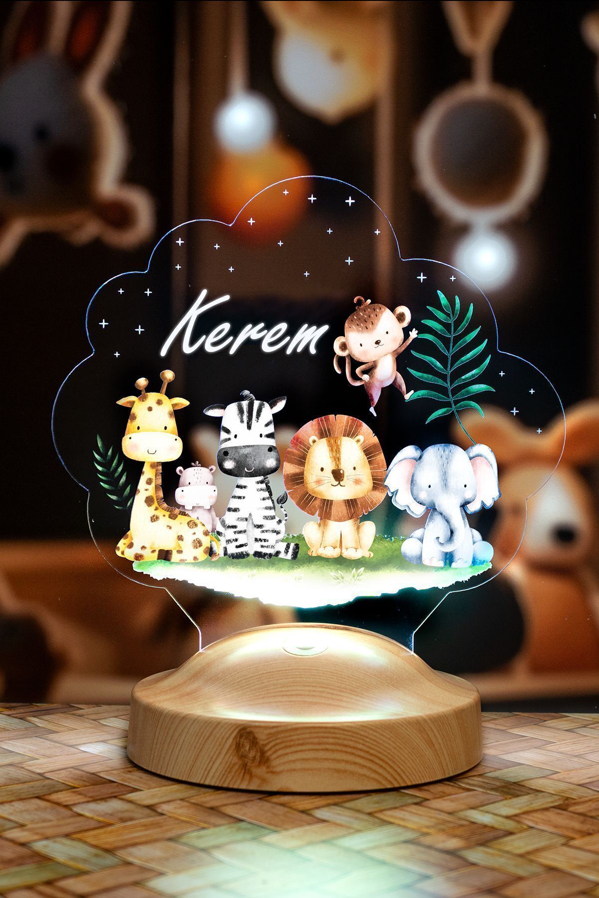 SEVGİLAMBASI Safari Temalı Bebek Odası Lambası Safari Çocuk Doğum Günü Konseptli Hediye, Orman Hayvanlı Lambası fotoğrafı 3 (önizleme)
