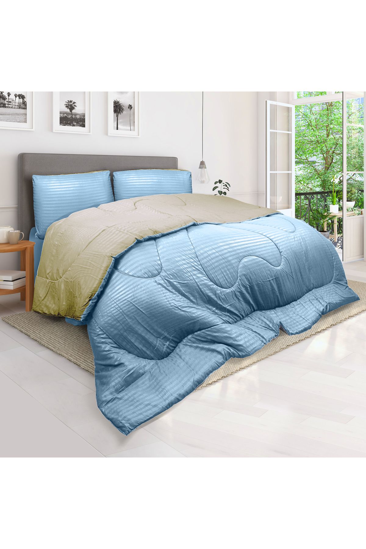 Hotel Linen Klub-Stripe Reversible  Comforter Set- Ultra Soft  Microfiber Fabric, Soft Siliconized Fiber Filling 1