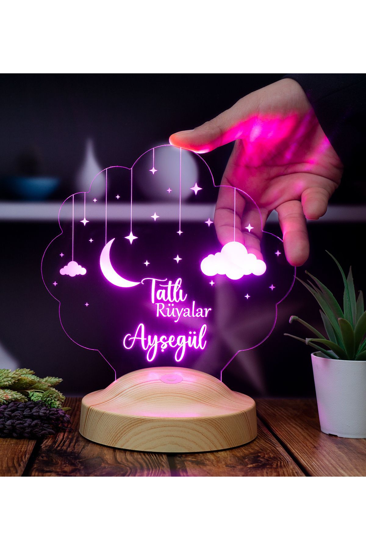 SEVGİLAMBASI Çocuk Odası Bulutlu Gece Lambası, Isimli Bebek Hediyesi Led Lamba, Çocuk Odası Dekoru fotoğrafı 7 (önizleme)