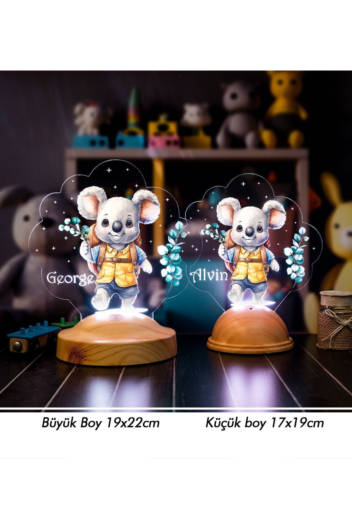 SEVGİLAMBASI Sevimli Koala Isimli Çocuk Odası Gece Lambası, Koala Bebek Doğum Günü Hediyesi Led Lamba fotoğrafı 6 (önizleme)