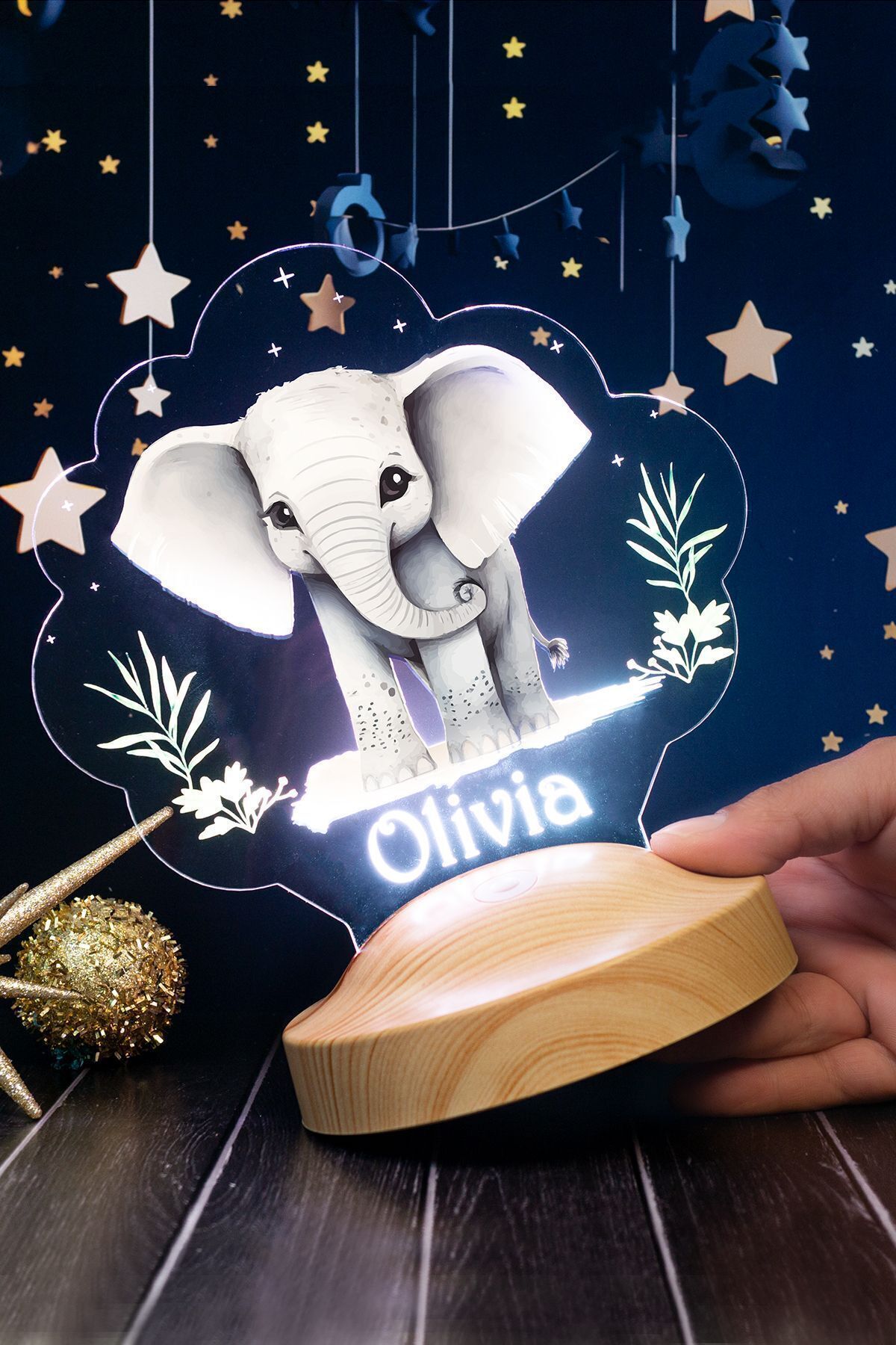 SEVGİLAMBASI Sevimli Fil Bebek Odası Gece Lambası, Fil Çocuk Doğum Günü Hediyesi Led Lamba fotoğrafı 3 (önizleme)