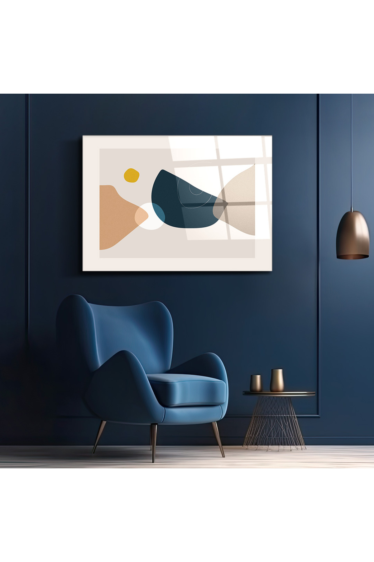 Cam Tablo Geometrik Soft Boho Tarz Ev Dekorasyonu|Duvar dekorasyonu|Ofis dekorasyonu-Yatay