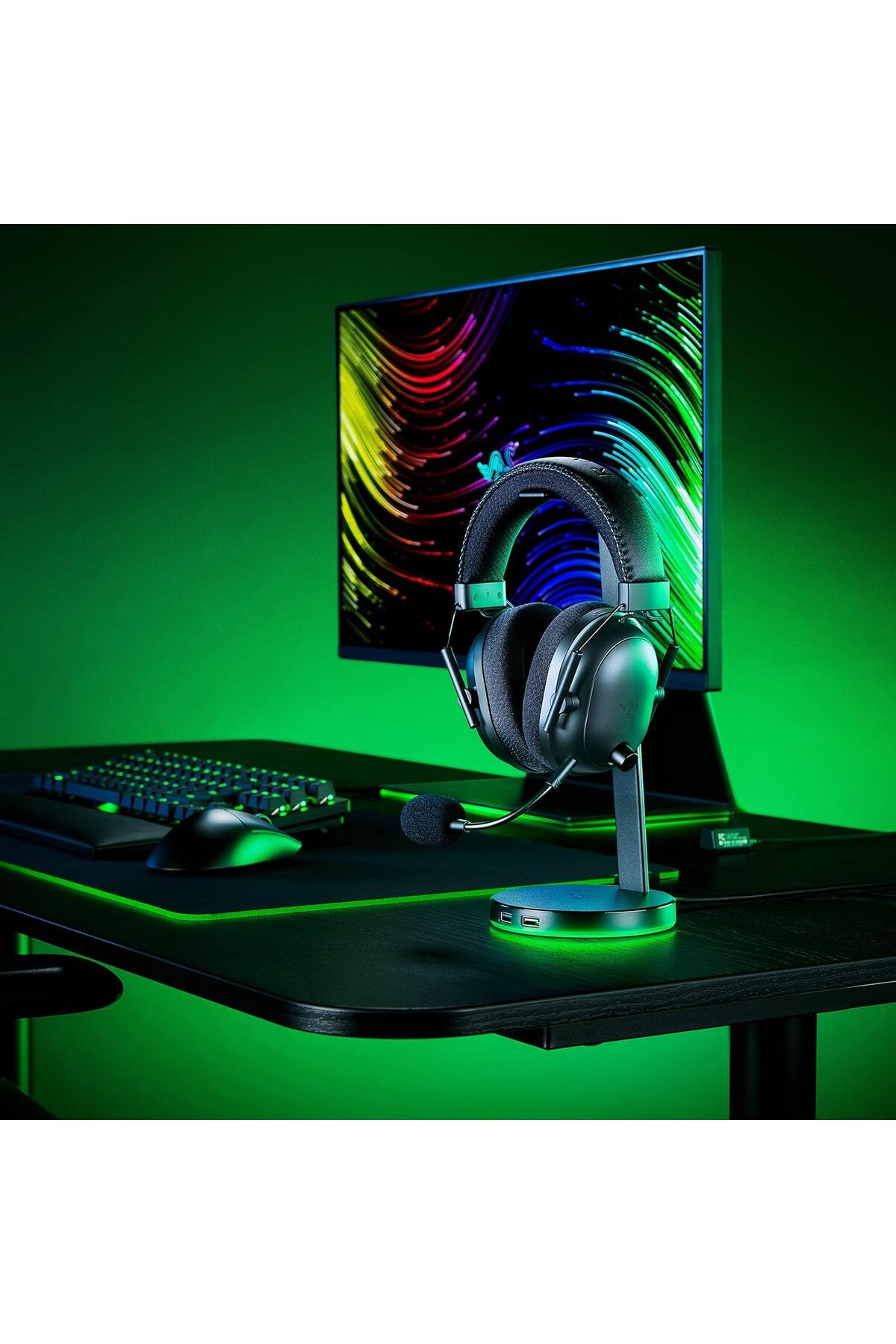RAZER-Base Station V2 Chroma Headset Stand with USB port - Quartz 8