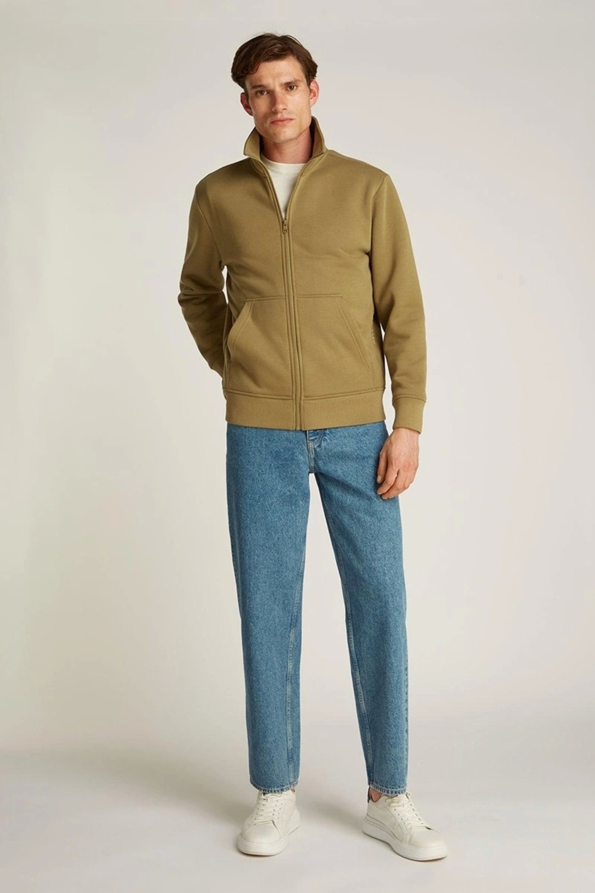 کلوین کلاین ژاکت بافتنی لوگودار طرح نواری