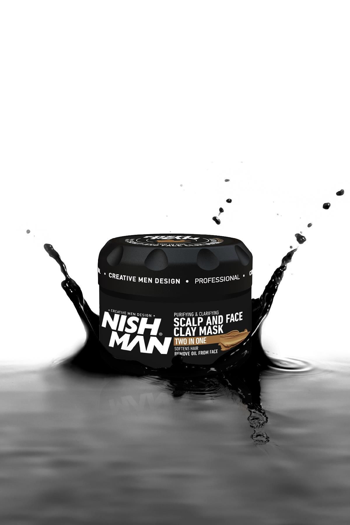 NISHMAN-2 in 1 Clay Mask - Blackhead Remover for Scalp and Face & Green Apple Scented 3