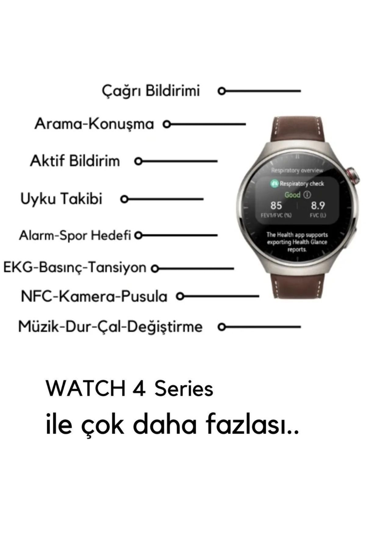 LionQuality Erkek Gümüş Akıllı Saat Watch 4 Pro 3 Kordonlu Ios Ve Android Uyumlu Deri Silikon Çelik Huawei Watch-8