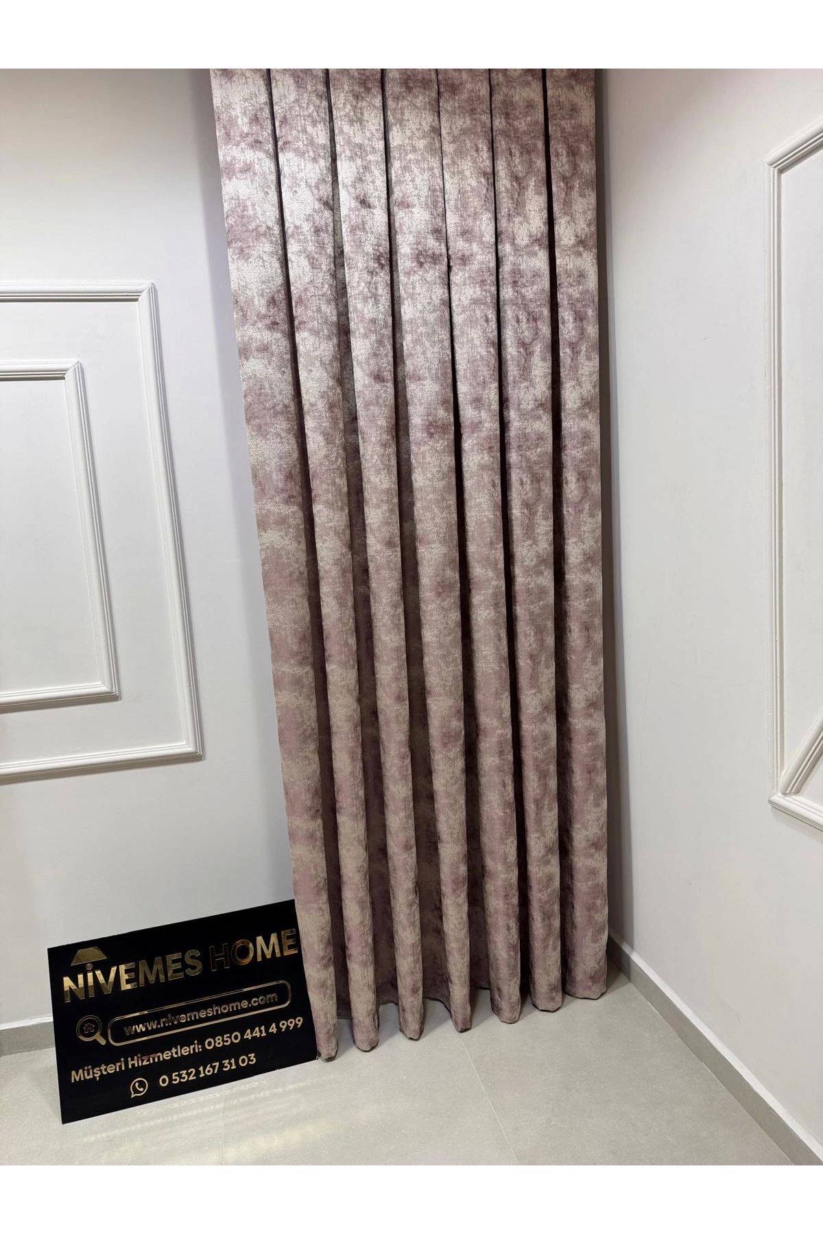 NİVEMESHOME-Nivemeshome Istanbul V-1001 1/3 Close Pleated Background Curtain Apm 1