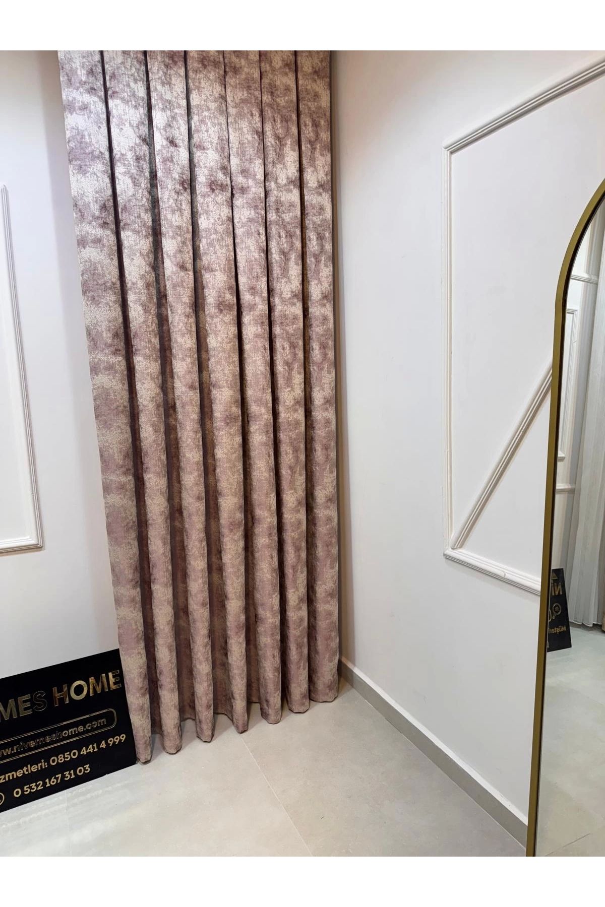 NİVEMESHOME-Nivemeshome Istanbul V-1001 1/3 Close Pleated Background Curtain Apm 8