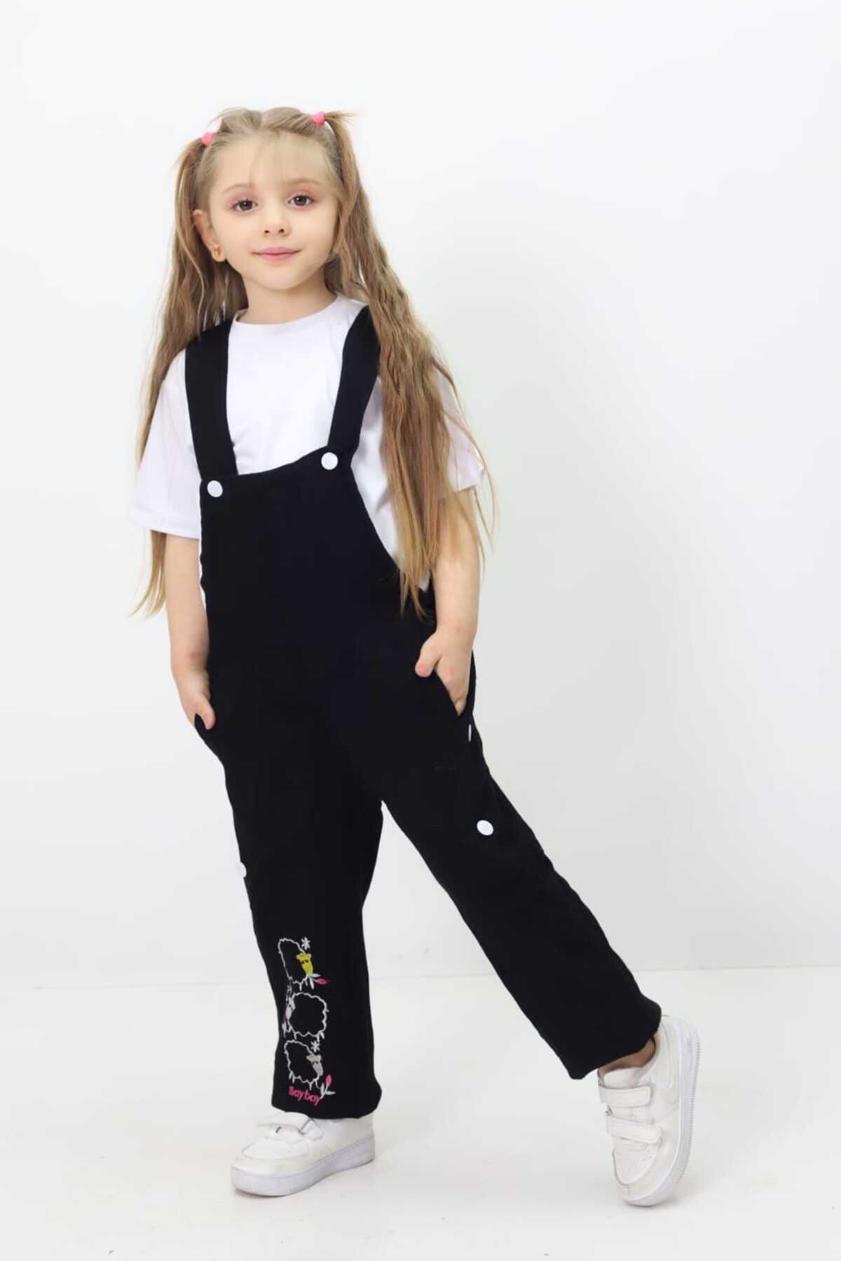 GZT TEKSTİL Salopetă Neagră Pentru Fete - Design Elegant Și Confortabil Femeie - 6–7 years