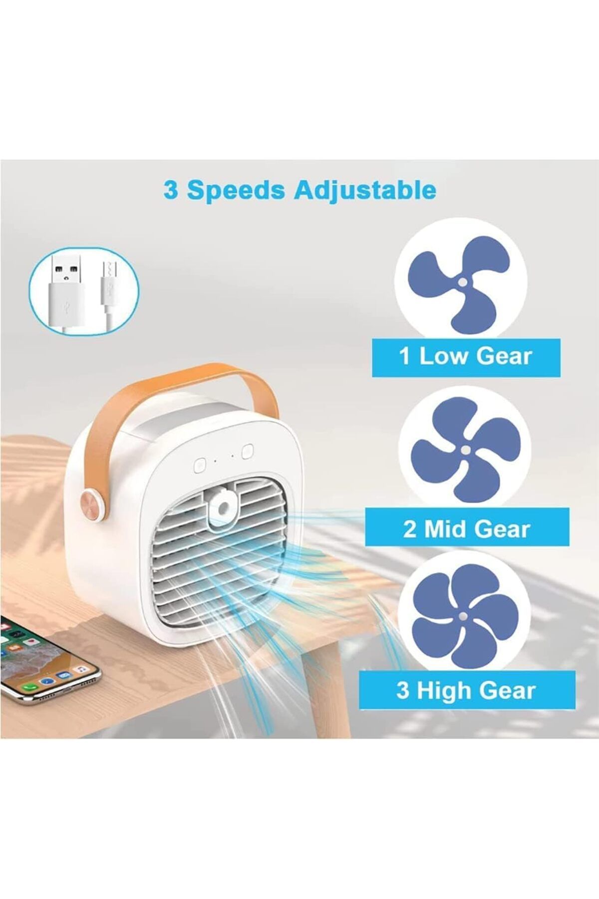 Arabest-Air Conditioner, Mini Quiet Humidifier, USB Charging Water-cooling Air Cooler Fan 2