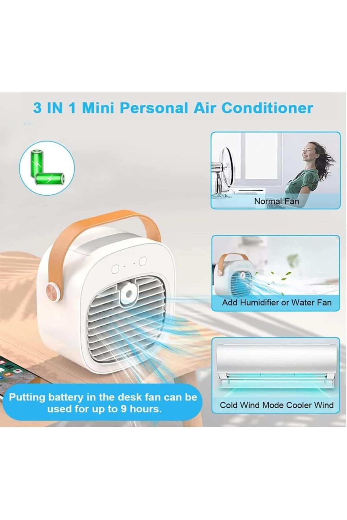 Arabest-Air Conditioner, Mini Quiet Humidifier, USB Charging Water-cooling Air Cooler Fan 5