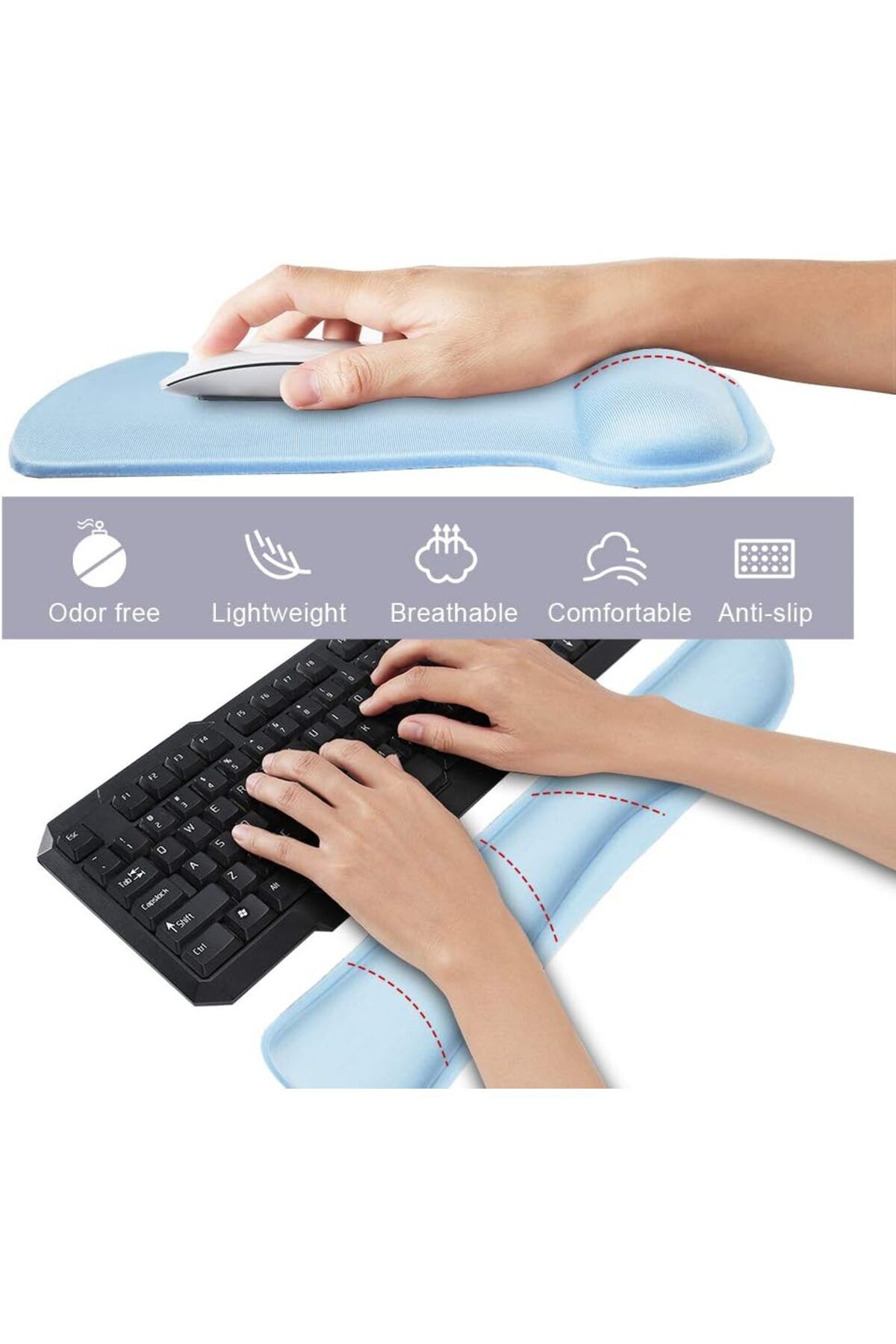 Arabest-Keyboard Wrist Rest Pad and Ergonomic Mouse Pad with Wrist Rest Support, Nonslip Mat 3