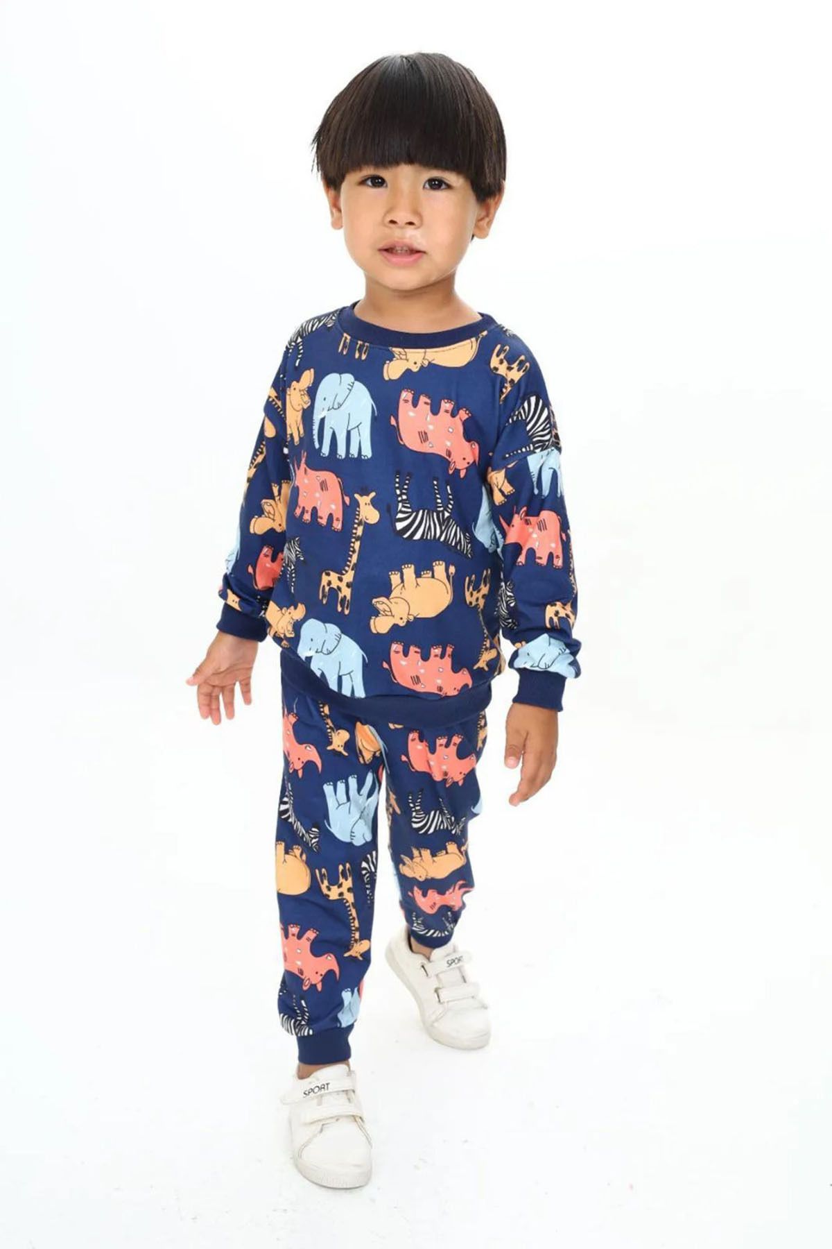 My Kids Wear-Elephant Print Crew Neck Bottom Top Set 2