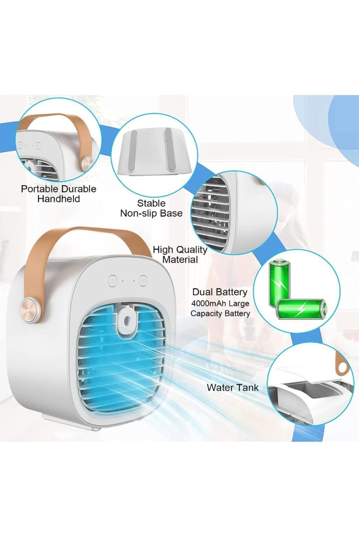 Arabest-Air Conditioner, Mini Quiet Humidifier, USB Charging Water-cooling Air Cooler Fan 3