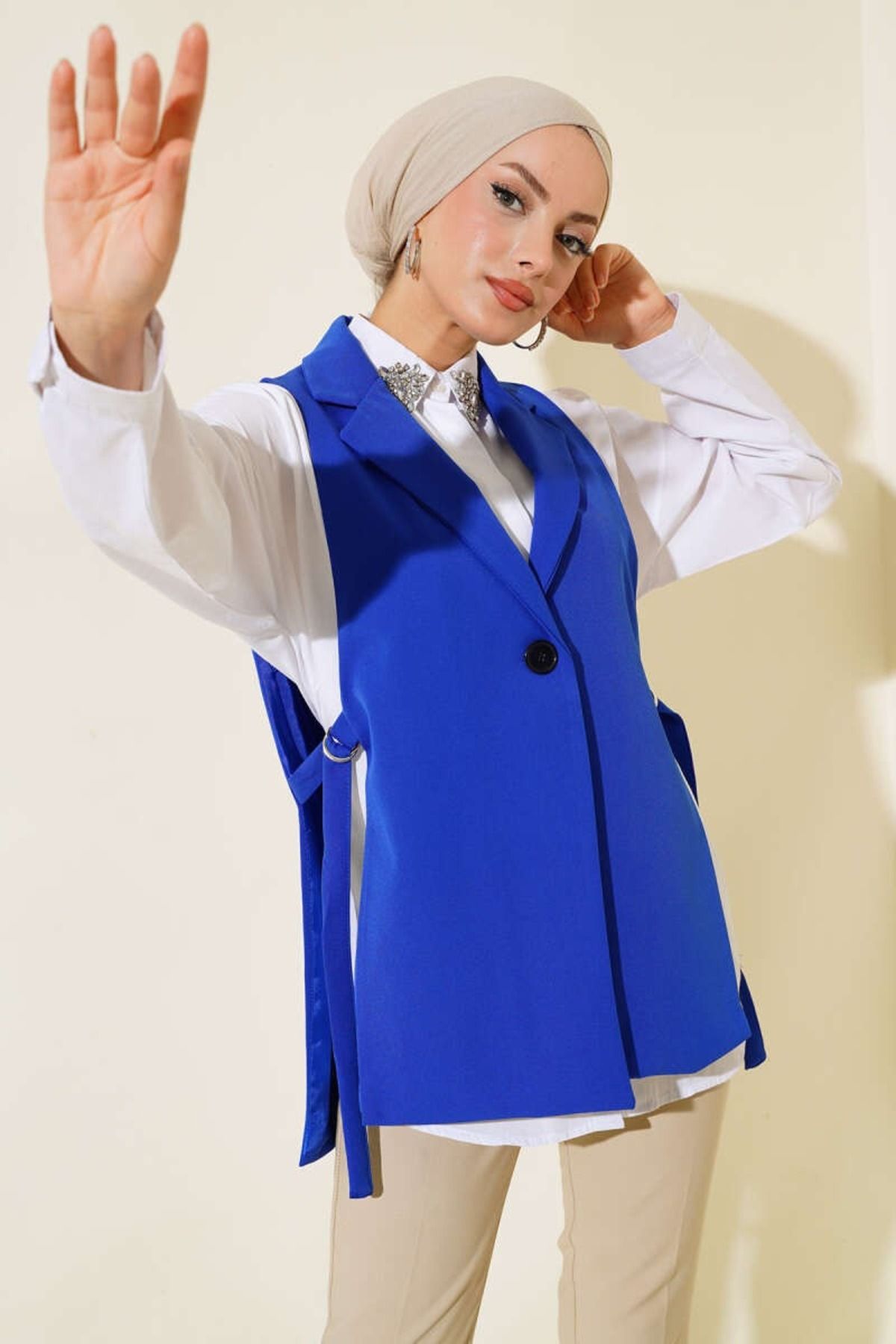 bymaestro woman-Women's Side Buckle Blazer Stylish Vest 1