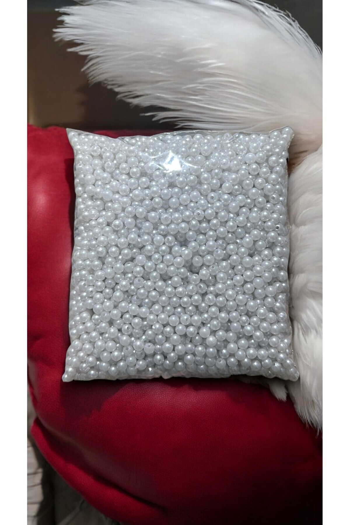 White Luxury Plastic Perforated Pearl 8mm (500GR)