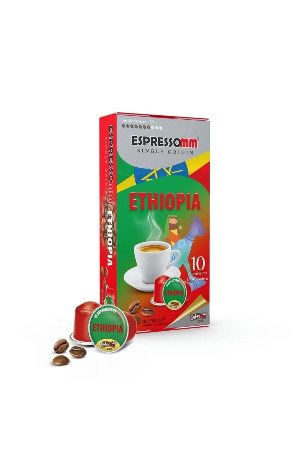 ESPRESSOMM Nespresso Makinelerle Uyumlu ETHIOPIA Alüminyum Kapsül Kahve (1 Paket - 10 Kapsül)