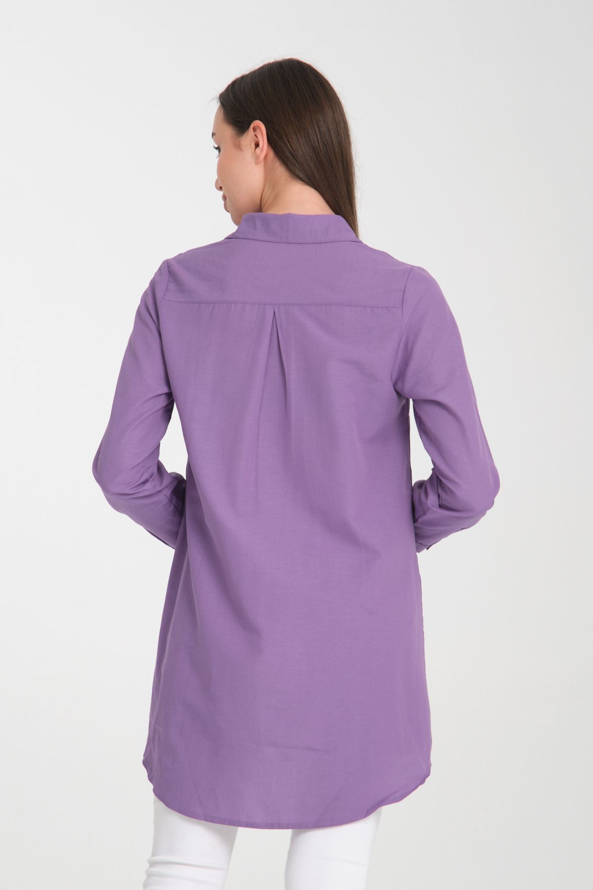 ensade-Back Pleat Hidden Button Woven Shirt 5