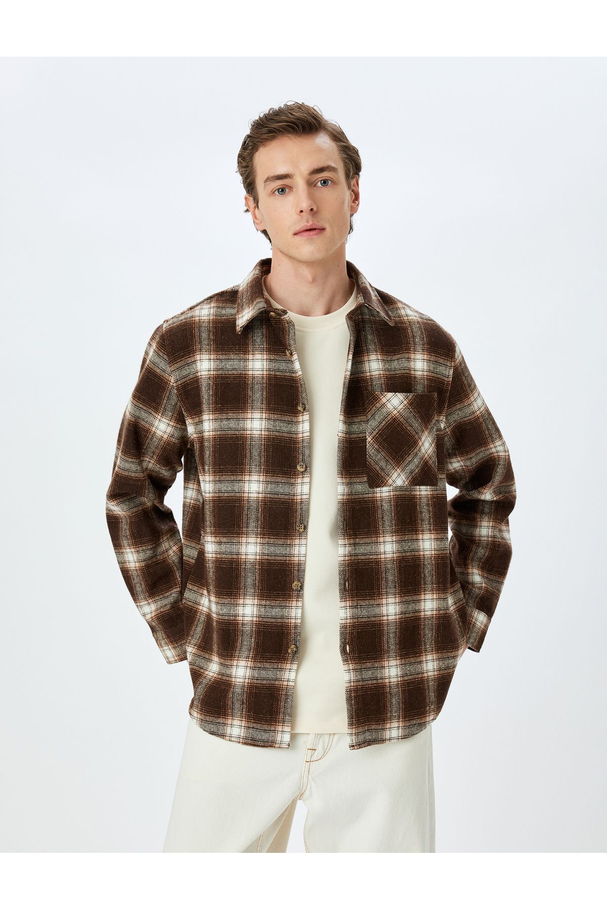Koton-Plaid Patterned Regular Fit Lumberjack Shirt with Pockets 3
