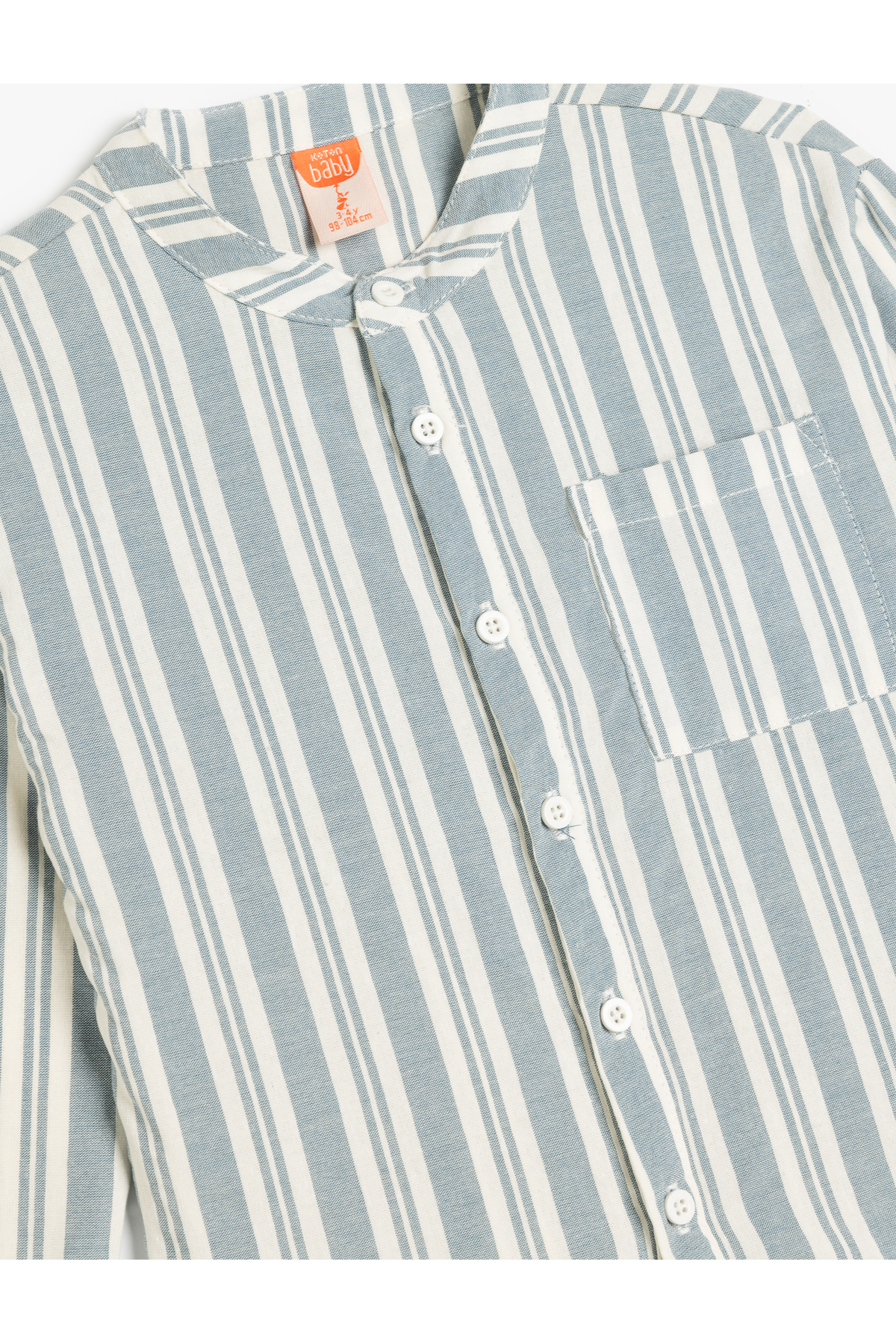 Koton Uzun Kollu Cep Detaylı Hakim Yaka Çizgili Gömlek fotoğrafı 3 (önizleme)