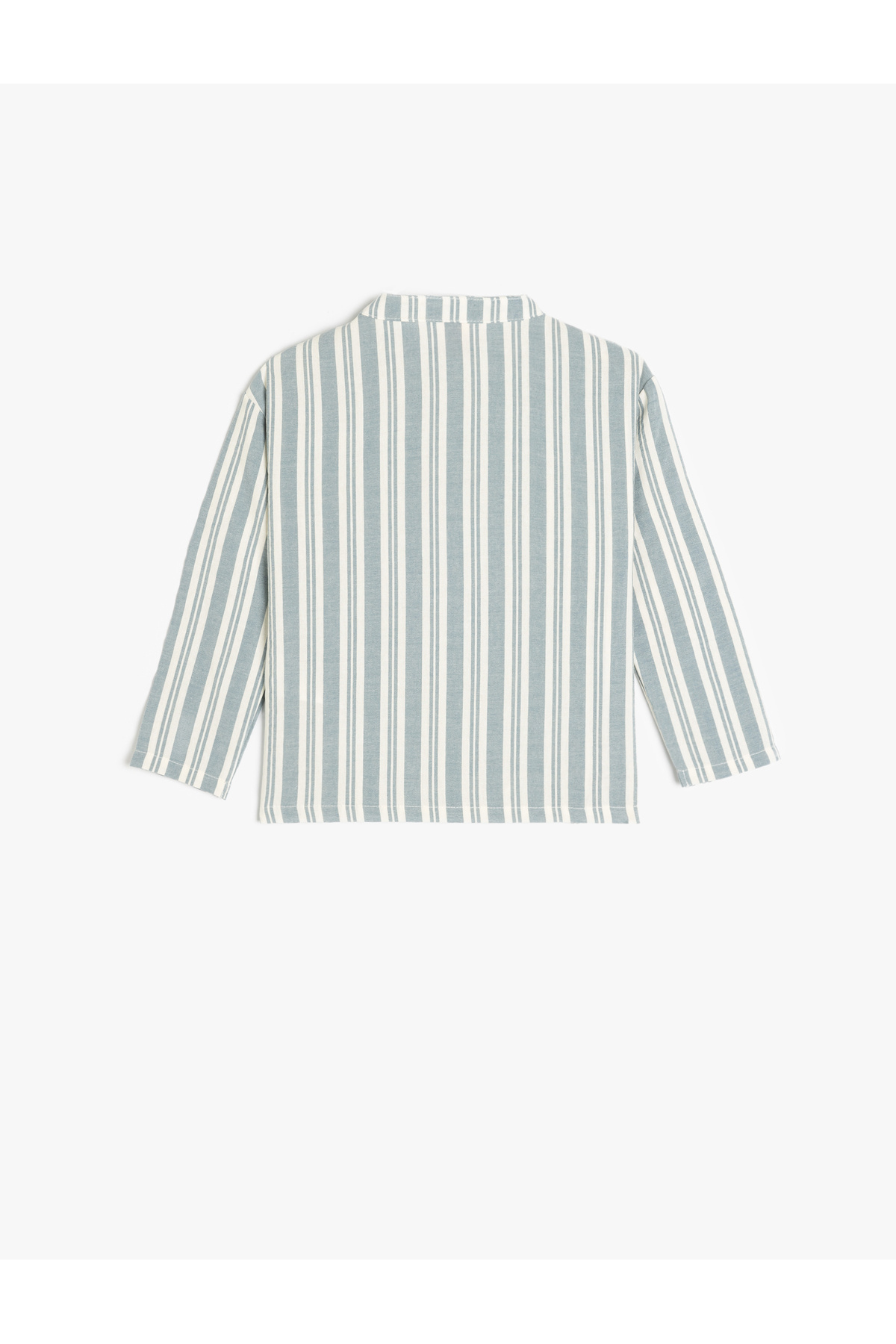 Koton Uzun Kollu Cep Detaylı Hakim Yaka Çizgili Gömlek fotoğrafı 2 (önizleme)