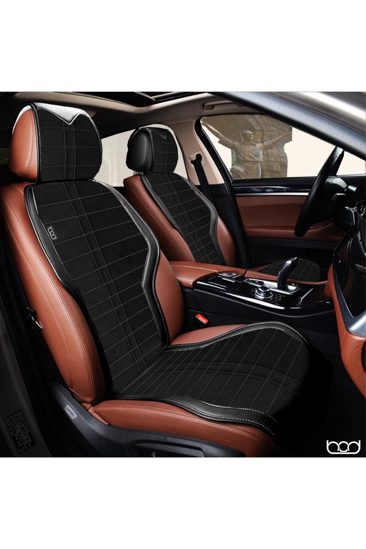 Bod Taytüyü Derili Oto Koltuk Koruyucu Kılıf Gediz Serisi Ön Arka Set Beyaz Dikiş fotoğrafı 3 (önizleme)