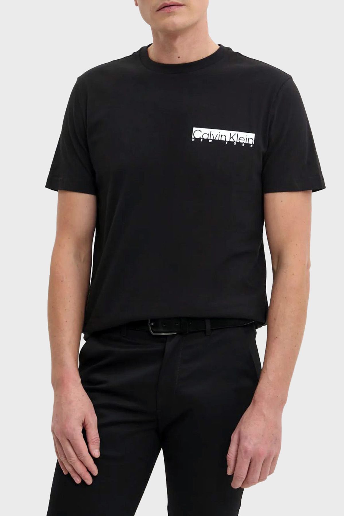 تی شرت تی شرت یقه ای با لوگوی معمولی نخی تی شرت مردانه K10k113800beh Calvin Klein