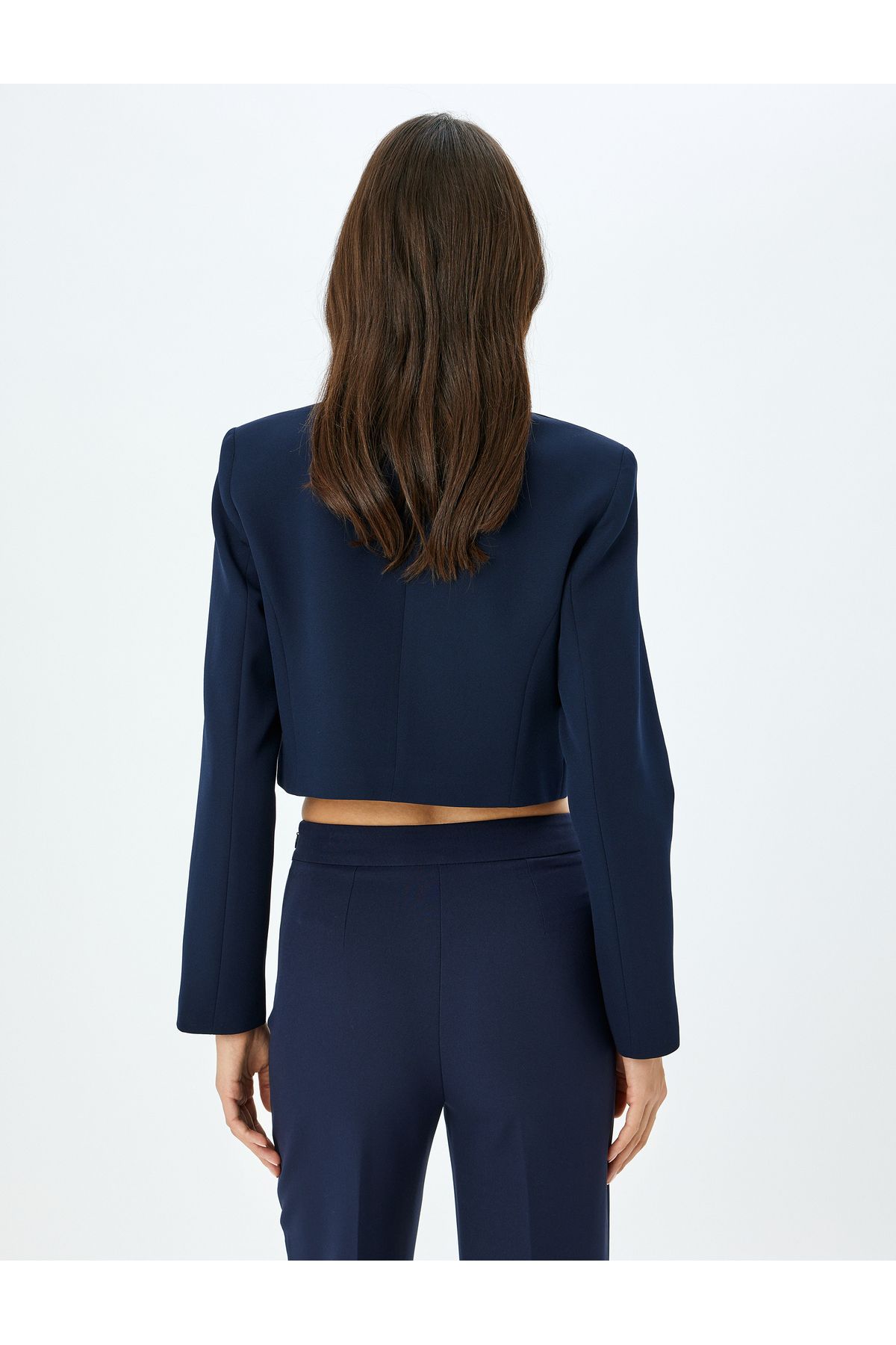 Koton-Double Breasted Buttoned Crop Blazer Jacket 4