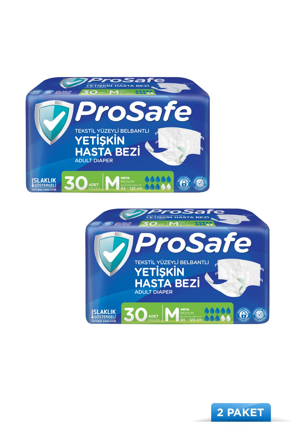 PROSAFE Belbantlı Yetişkin Hasta Bezi Orta (M) 30'lu X2