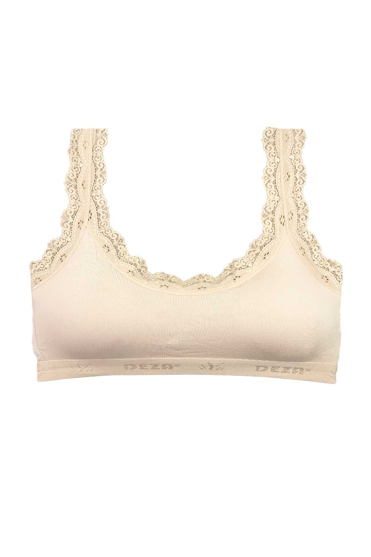 Easy Tedarik-Lace Embroidery Embroidered Paded Bamboo Women's Bustier Cream 1